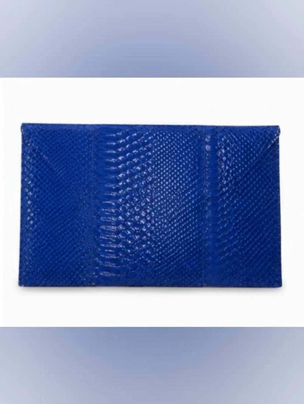 Royal Blue Faux Snakeskin Envelope Clutch Purse | Textured Foldover Evening Bag